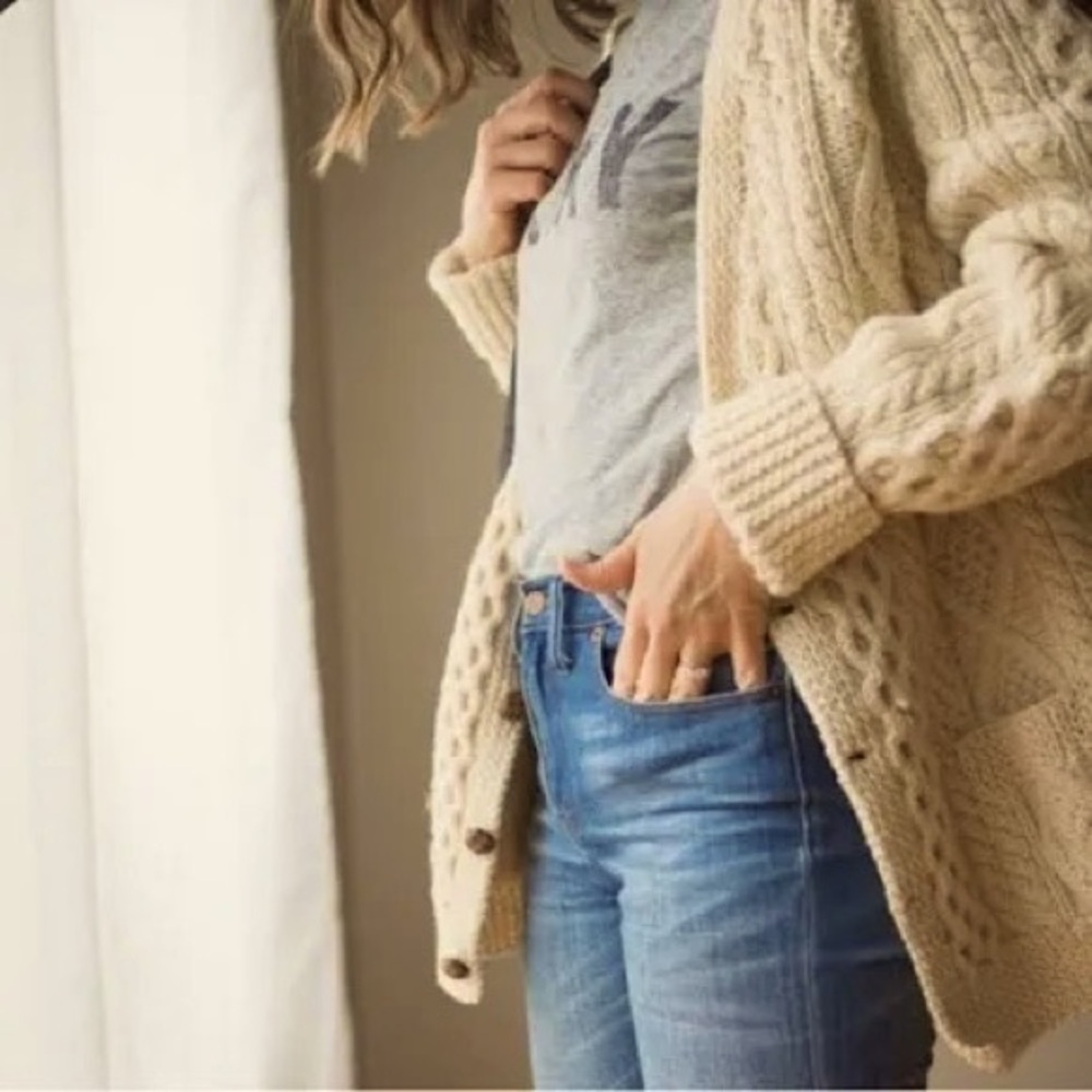 Lauren Ralph Lauren Beige Cable Knit Cardigan